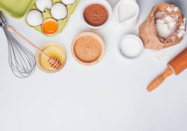 istock Tools and ingredients for baking: flour, eggs, sugar and other. 1067628304