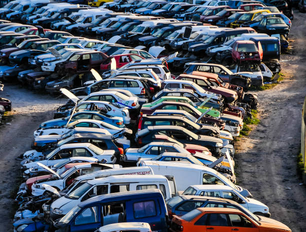 istock Old Junk Cars On Junkyard 1067630444