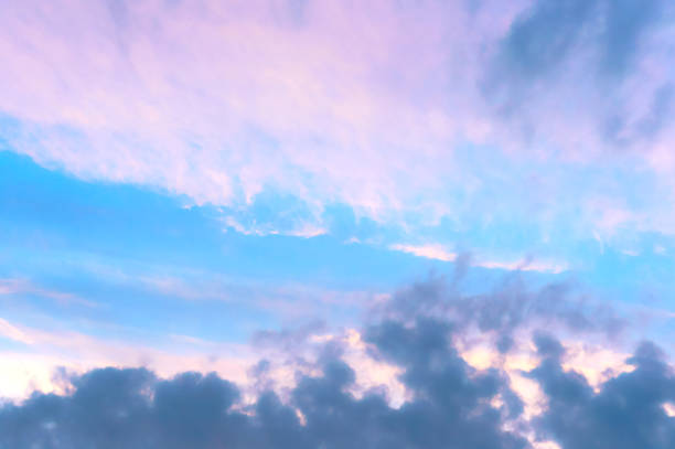 istock lilac blue sky at sunset, pink and blue sky at dawn 1067630516