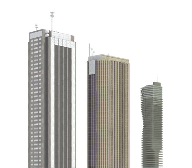 istock Modern buildings isolated on white background 3d illustration 1067647996