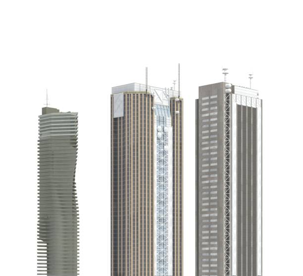 istock Modern buildings isolated on white background 3d illustration 1067648004