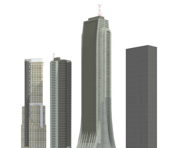 istock Modern buildings isolated on white background 3d illustration 1067648052