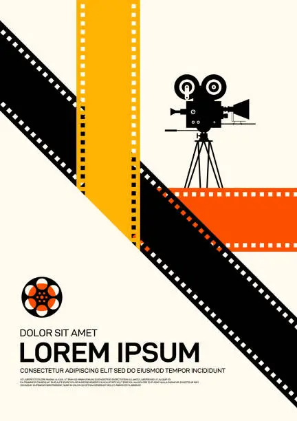 Vector illustration of Movie and film poster design template background modern vintage retro style