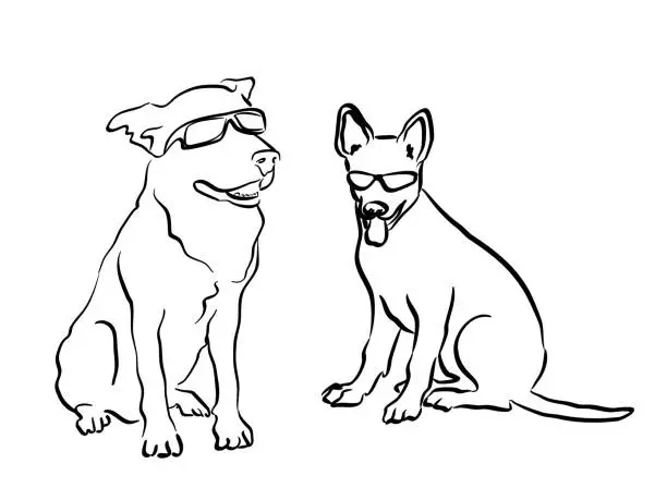 Vector illustration of Dogs With Sunglasses