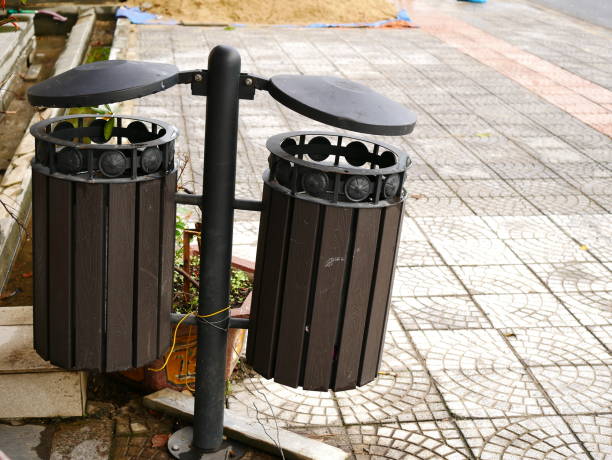 istock Recycling bin on walk Street 1067659238