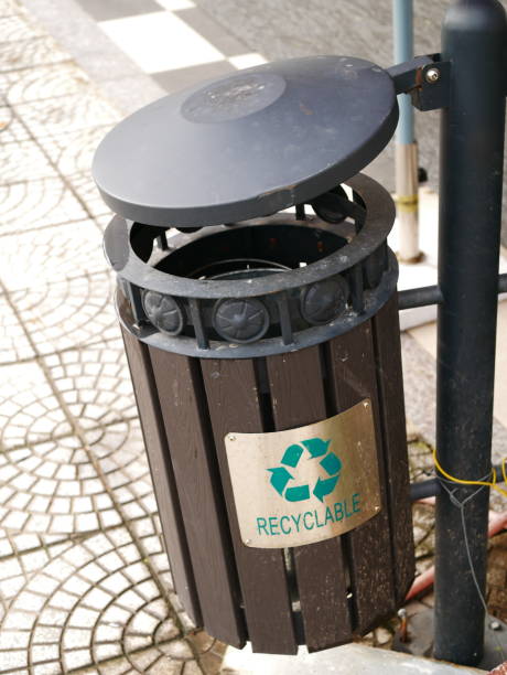 istock Recycling bin on walk Street 1067659414