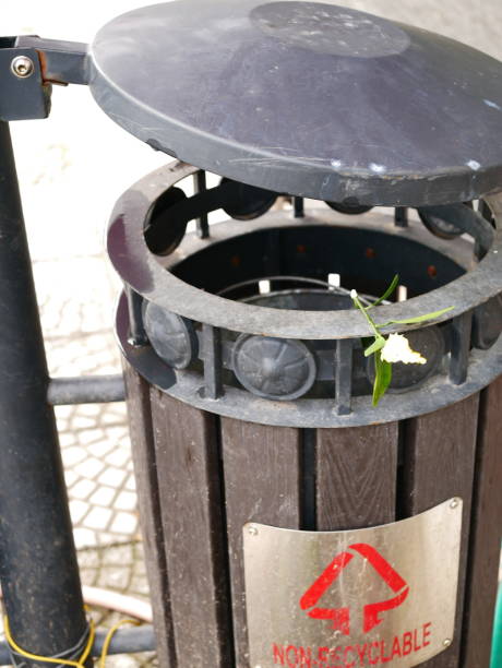 istock Recycling bin on walk Street 1067659598