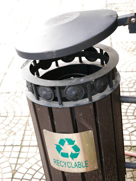istock Recycling bin on walk Street 1067659730