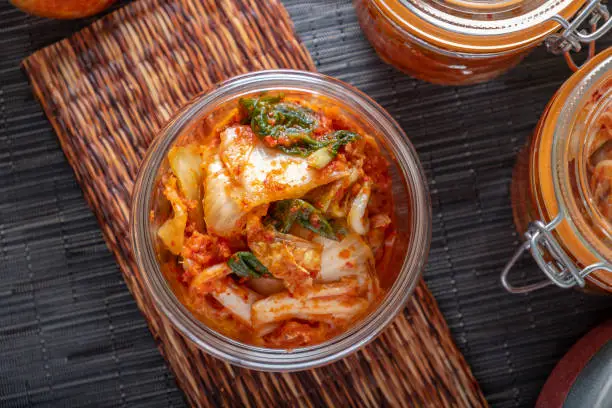 Kimchee in glass jar