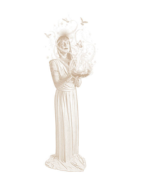 Engraving illustration of a Woman and self improvement concept