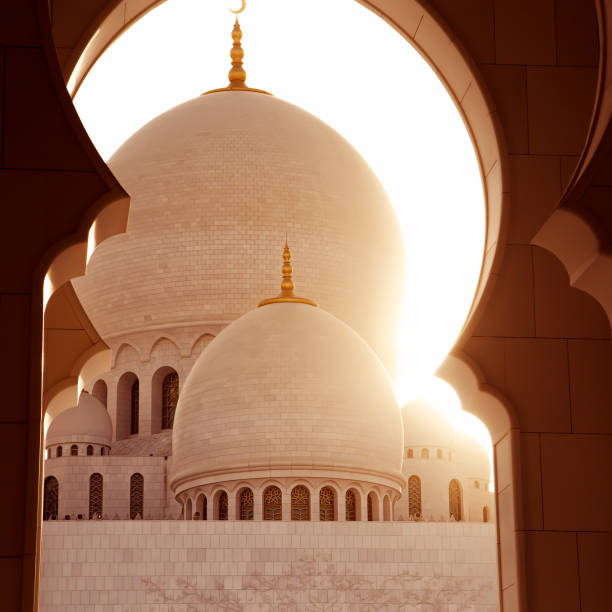 Abu-Dhabi, UAE - September 10, 2018: Sheikh Zayed Grand Mosque in Abu-Dhabi in the sunset