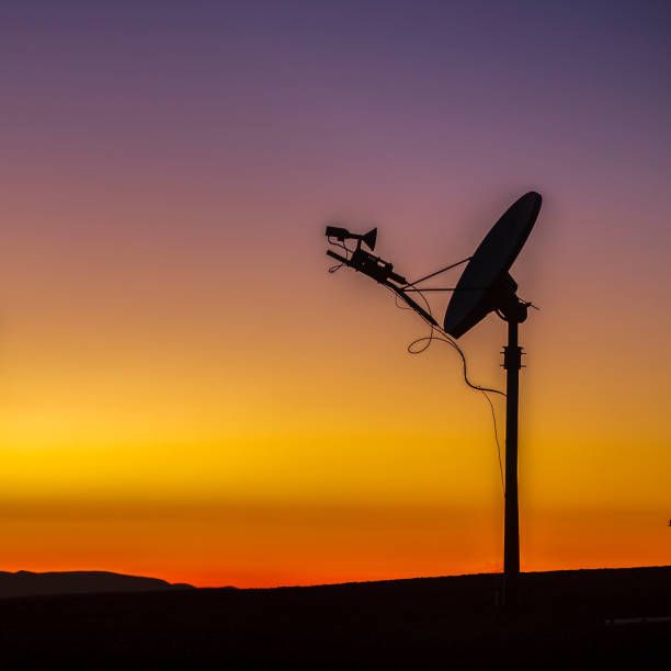 istock Horizon with silhouette of a satellite at sunset 1067685806