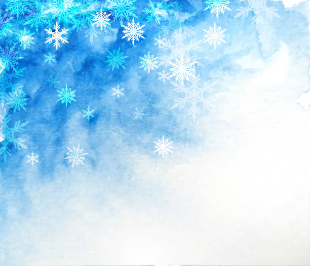 ilustrações de stock, clip art, desenhos animados e ícones de watercolor snowflakes - christmas tree dirty winter grunge