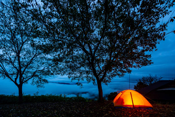 istock Camping tents on the mountain. 1067693816