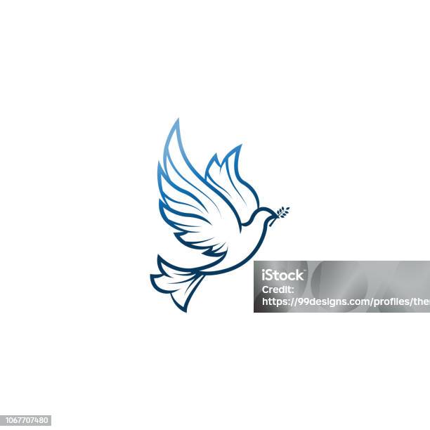 Dove Of Peace Illustration With Dove Holding An Olive Branch Symbolizing Peace On Earth Line Art Dove Ink Painting Style Line Art For Logo And Design Vector Illustration Peace Logo Stock Illustration - Download Image Now