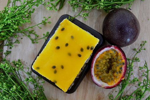 Passion Fruit Cake with fresh Passion fruit