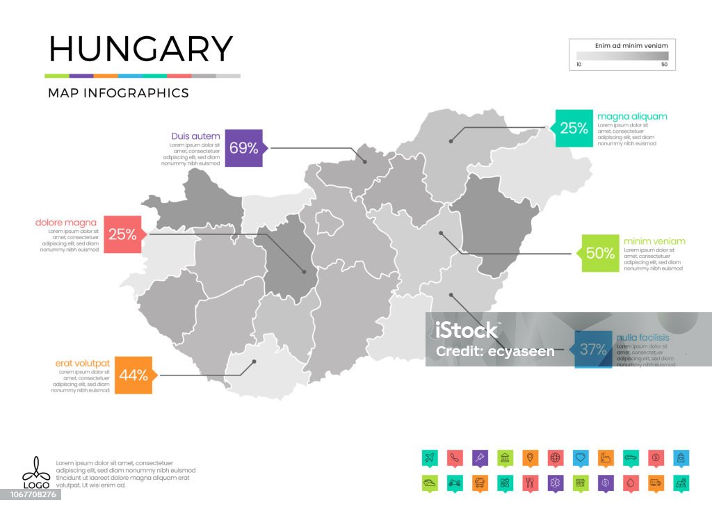 Hungary Postcode Hungary Map Infographics With Editable Separated Layers Zones Elements ...
