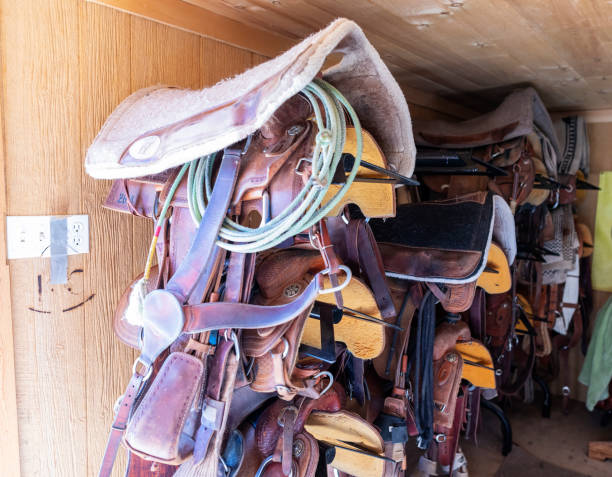 istock Rodeo and Horse Riding Equipment in a Barn 1067716576