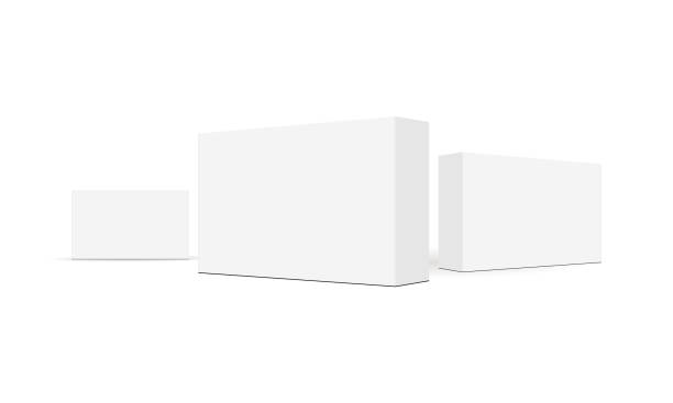 satz von rechteckigen verpackung kisten isoliert auf weißem hintergrund - schachtel stock-grafiken, -clipart, -cartoons und -symbole