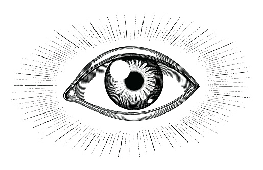 Human Eye With Rays Tattoo Hand Draw Vintage Engraving Isolated On White  Background Stock Illustration - Download Image Now - iStock