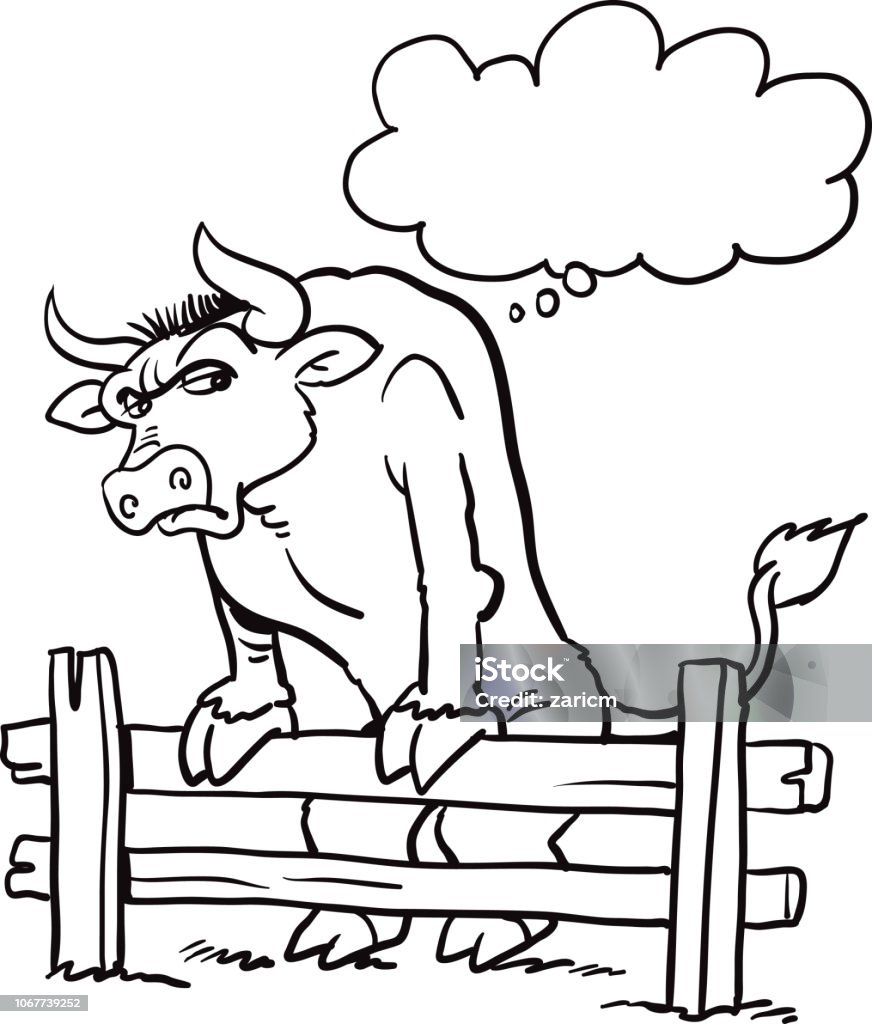 Angry Bull Black and White Anger stock vector