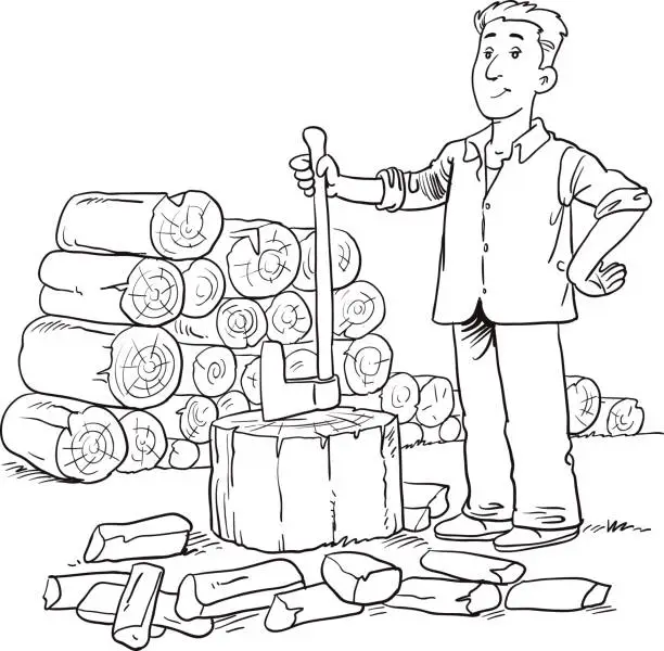 Vector illustration of Illustration of the logs of fire wood