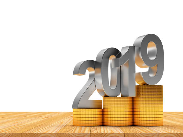 istock Silver 2019 on stacks of coins on wooden 1067743700