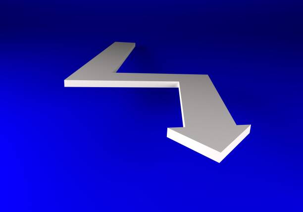 arrows symbol financial on a blue background, 3d illustration