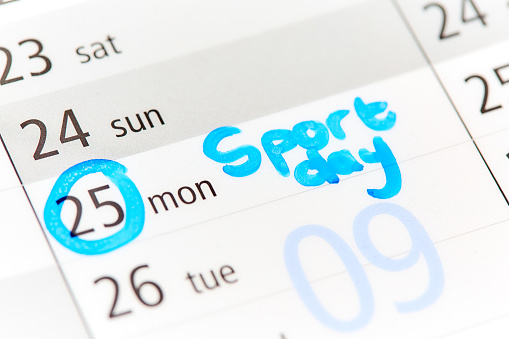 In a calendar or diary, a Monday is circled for emphasis and marked \