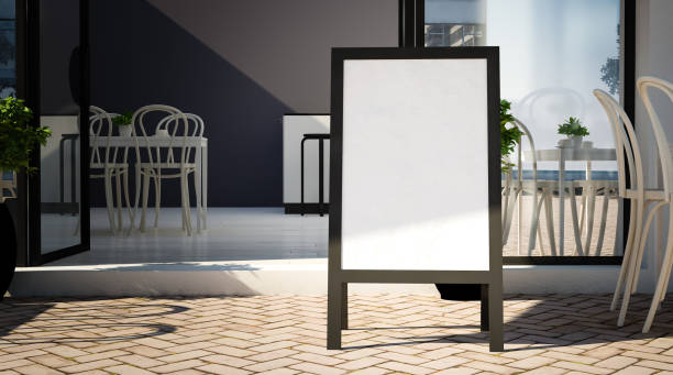 istock blank board mockup on restaurant entrance 1067745384