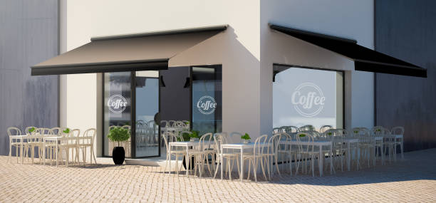 istock cafe facade store with terrace view mockup 1067745434