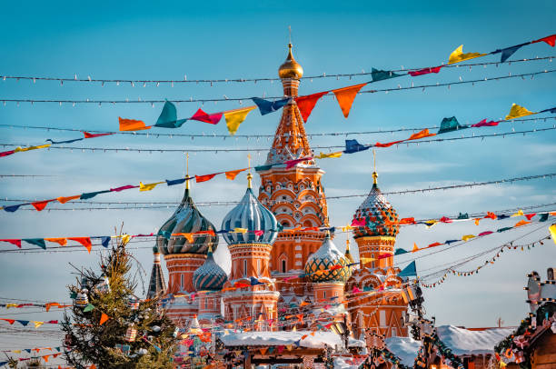 istock St. Basil's Cathedral in Moscow Kremlin on Red Square. Decorated Red Square in Christmastide and New Year time. 1067747740