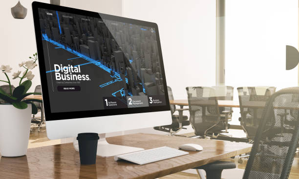 istock computer with digital business website screen on modern business office mockup 1067747836