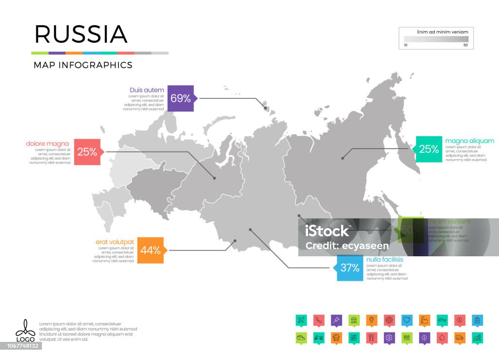 Russia Map Graphics Russia Map Infographics With Editable Separated Layers Zones Elements ...