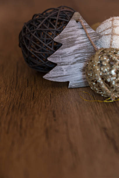 istock Christmas decorations on wooden background 1067750488
