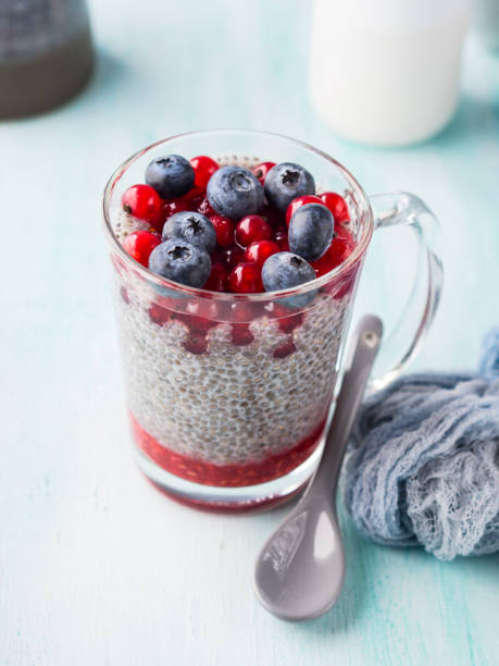 istock Almond milk chia pudding with fresh berries 1067751084