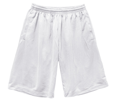 Blank sports short pants color white front view on white background