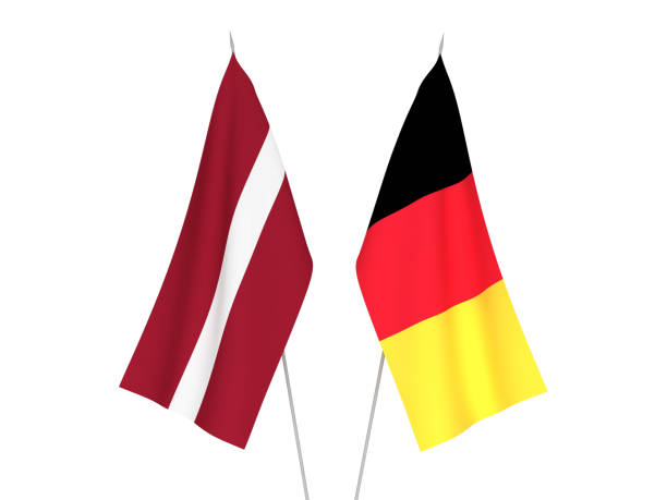 istock Belgium and Latvia flags 1067755798
