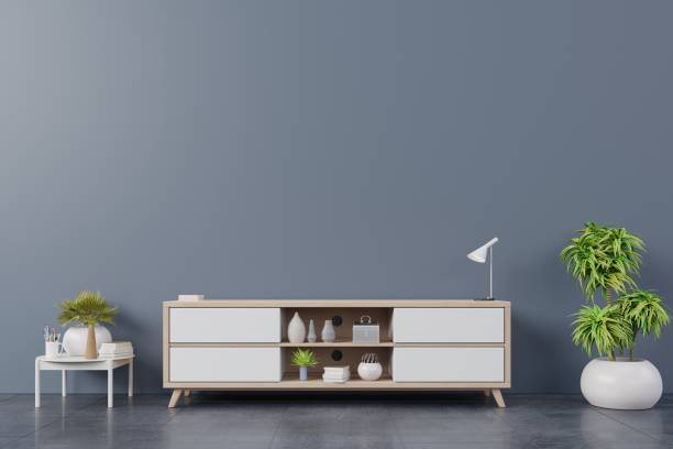 istock TV cabinet and display with on concrete flooring 1067756168