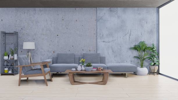 istock Living room, sofa,arm chair on cement wall 1067756198