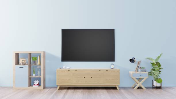 istock TV on cabinet in empty interior room 1067756336