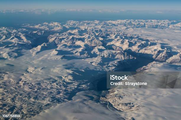 Greenlands Rugged Terain Stock Photo - Download Image Now - Aerial View, Airplane, Beauty In Nature