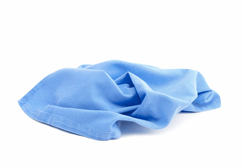 Crumpled cloth isolated,domestic kitchen napking.Household fabric.