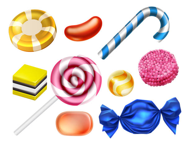 ilustrações de stock, clip art, desenhos animados e ícones de candy sweets set - goma doce
