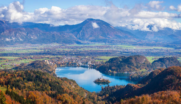 istock Lake Bled and island with church 1067774572