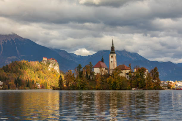 istock Lake Bled and island with church 1067774638