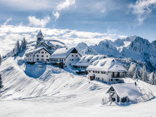 istock A small village on the mountain peak in Wintertime 1067785244