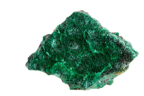 istock Macro mineral stone plisoviy, plush, satin malachite on a white background 1067789588