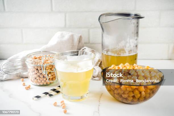 Chickpea Broth Aquafaba Stock Photo - Download Image Now - Allergy, Aquafaba, Backgrounds