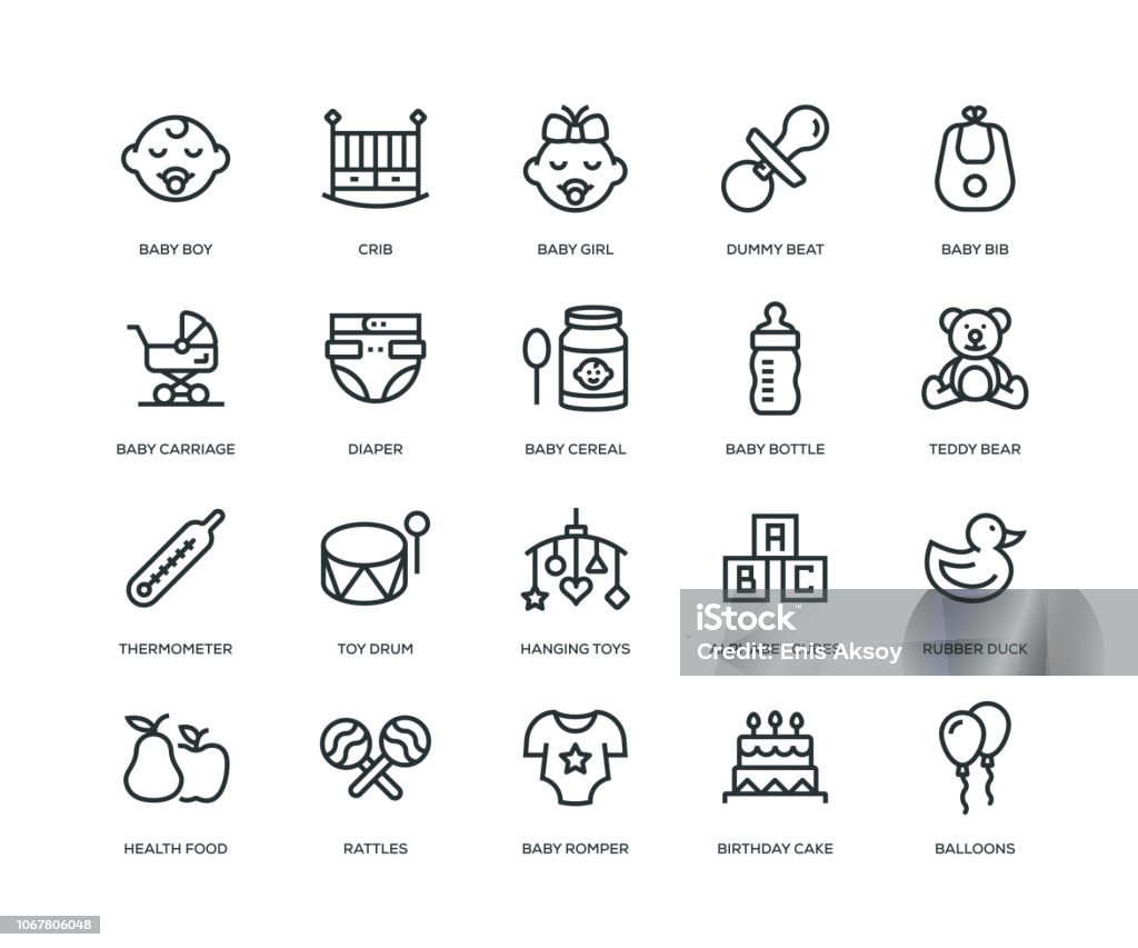 Baby Icons - Line Series Icon Symbol stock vector